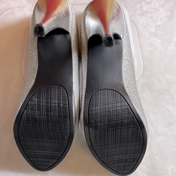 Rampage silver glitter peep toe platform heels size 9 - Picture 4 of 5